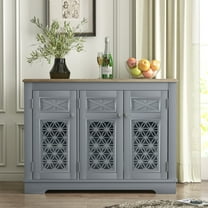FESTIVO Versatile Buffet Cabinet with Glass Doors and Adjustable Shelves - 44.5" in Width Gray