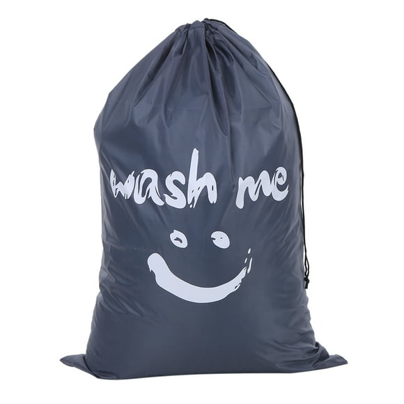 Multi-functional Large Foldable Nylon Laundry Bag Dirty Clothes Storage Bag with Drawstring Closure for Home Laundromat Travel--Grey