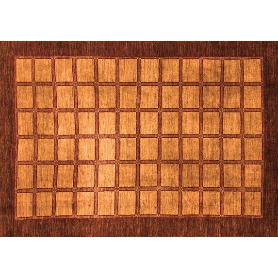 Ahgly Company Indoor Rectangle Checkered Orange Modern Area Rugs, 8' x 10'