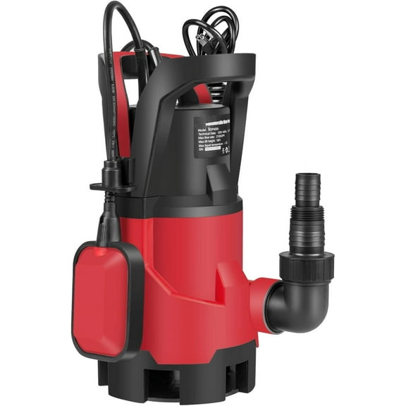 1HP Sump Pump with 3700GPH Automatic Float Switch, Submersible Electric Water Pump for Pool Draining