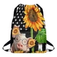 thumbnail image 1 of Xoenoiee American Flag Print Drawstring Backpack for Men Women, Pig Sunflower Waterproof Gym Bag Sackpack Sports Bag Draw String Backpacks for Cycling Basketball Soccer Yoga, 1 of 8