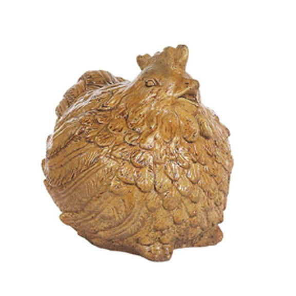 Solid Rock Stoneworks Plump Hen Decorative Stone Statue 7in Tall Autumn Wheat Color