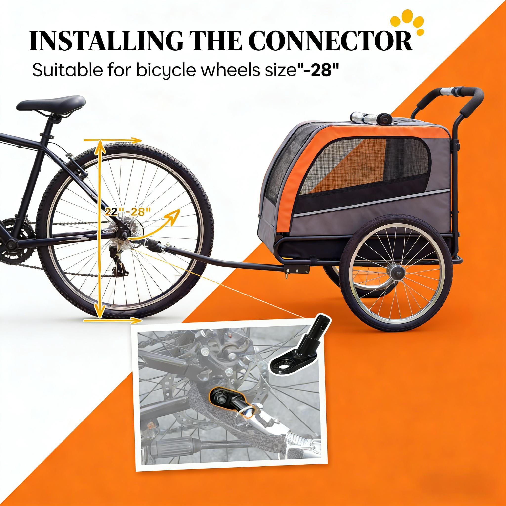 Foldable Animal Bike Trailer, Pet Cart Bicycle Carrier, Dog Bike Trailer
