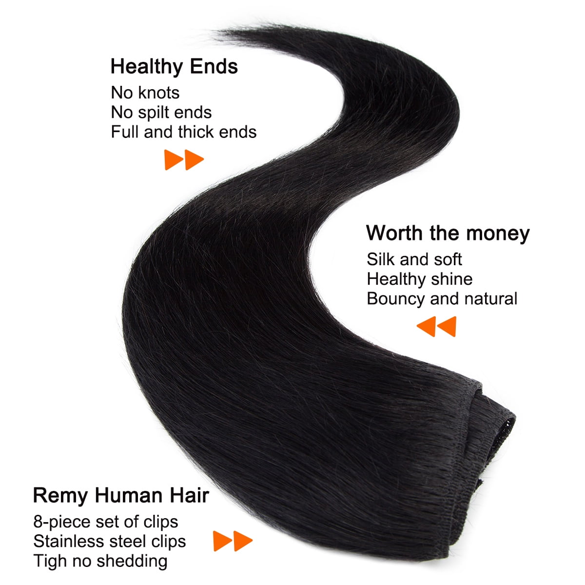 SEGO Clip in Hair Extensions Human Hair Full Head 100% Real Remy Thick Hair Extensions Silky Straight Balayage Blonde Hair Pieces