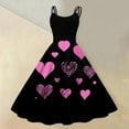 thumbnail image 2 of Valentines Day Sleeveless Vintage Fit and Flare Dress with Heart Print Pattern Casual A-line Midi Pink M, 2 of 6