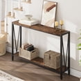 thumbnail image 3 of IdeaHouse Industrial Console Table, 43" 2 Tier Entryway Table, Narrow Sofa Table with Storage, Console Table for Entryway, Living Room, Hallway, Foyer=Rustic Brown, 3 of 8