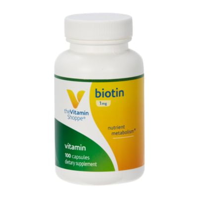 The Vitamin Shoppe Biotin 1MG, Nutrient Metabolism Support for Healthy Vibrant Hair, Healthy Skin  Strong Nails (100