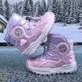 thumbnail image 5 of DMDUOU Boys Girls Winter Snow Boots Teen Lace Up Non-Slip Outdoor Warm Fleece Boots Soft Cozy Hiking Walking Shoes Purple 34, 5 of 7