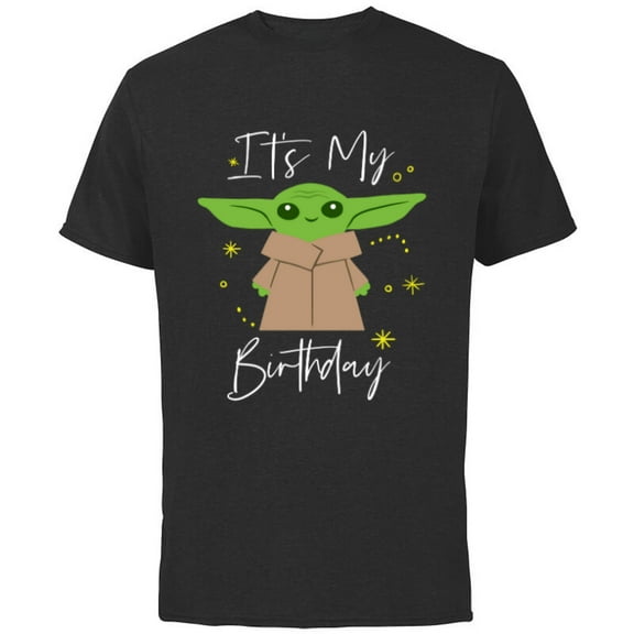 Star Wars The Mandalorian The Child It's My Birthday - Short Sleeve Cotton T-Shirt for Adults - Customized-Black