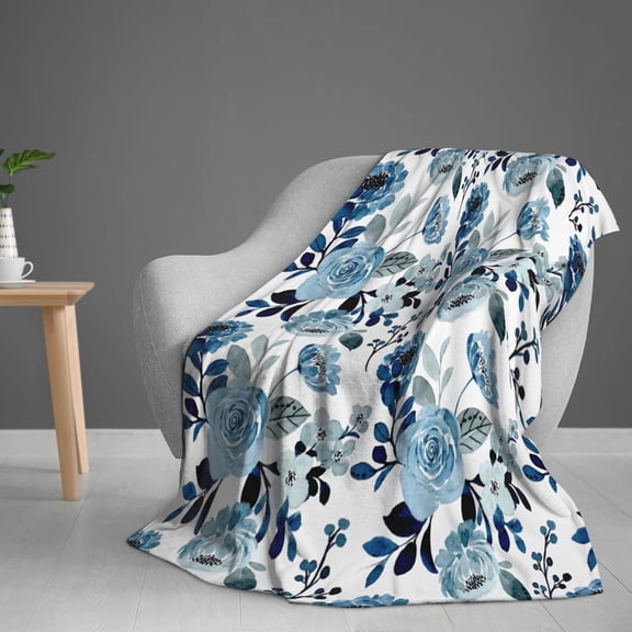 Floral Throw Blanket for Couch Bed Sofa Chair Living Room, Flower Flannel Fleece Blanket Soft Cozy Lightweight Breathable Fluffy Durable Home Decor Gifts for Men Women Girls Boys 50 x 60 Inch