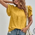thumbnail image 6 of IROINNID Womens Fashion Short Sleeves Round Neck Solid Color Loose Tops Blouse Knitted Sweater Clearance, 6 of 8