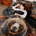 thumbnail image 4 of Feelyou 3D Brown Bear Bedding Comforter Set 7pcs, Autumn Leaves Queen Bedding Sets, 4 of 8