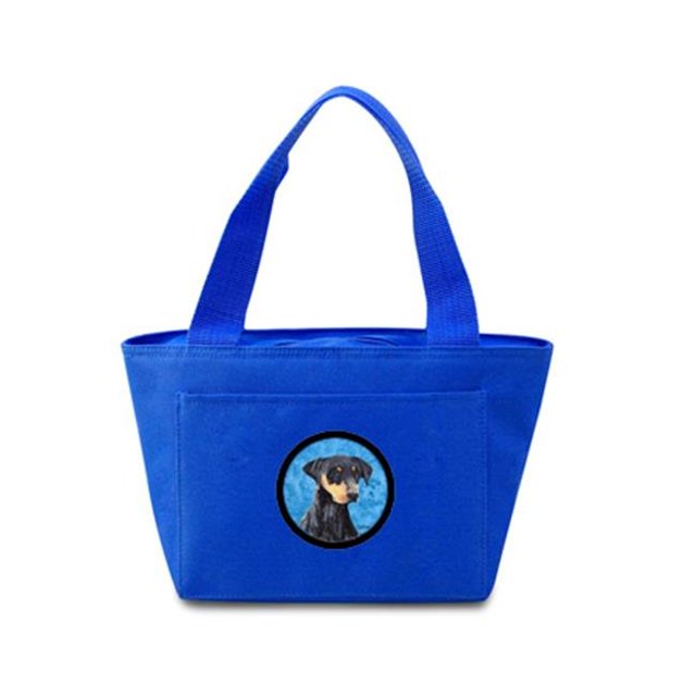15 x 7 Po Doberman Sac à Lunch Isotherme à Fermeture Éclair pour l'École, Lavable et Élégant, Glacière, Bleu