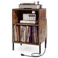 thumbnail image 1 of Gymax Support de Tourne-Disque avec Station de Recharge 5 Compartiments de Rangement Trousses Anti-Basculement, 1 of 10