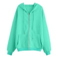 thumbnail image 4 of AWZXDE Women's Pullover Hoodie with Pocket, Casual Lined Sweatshirt, Cozy Fall Winter Zip Up Jacket, Outdoor Athletic Sports Warm Hooded Sweatshirt Green,M, 4 of 4