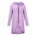 thumbnail image 5 of Outerwears Hooded Sweatshirt Solid Color/Color Block Long Sleeve Jacket Clothes Plus Size Winter Lightweight Long Coat Fall Fashion Zip Up Cardigan With Pocket for Women Purple XXXL, 5 of 10