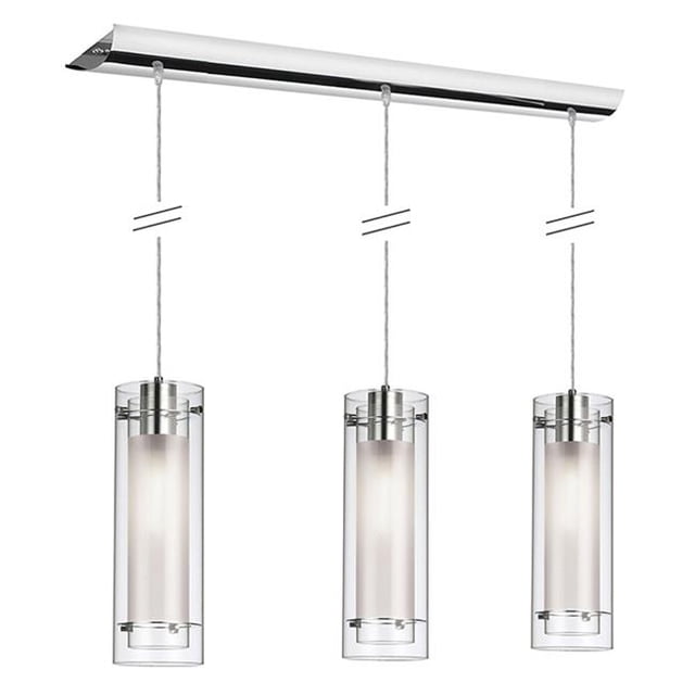 Pendentif Horizontal Orly 3 Lumières avec Finition Chrome Poli