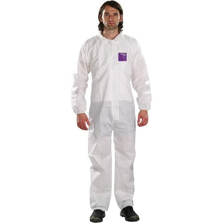 Microchem Collared Coveralls,4XL,White,SMS,PK25 WH15-S-92-100-08