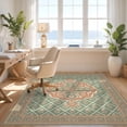 thumbnail image 3 of Design&I 8'x10' Washable Area Rug Snag-Free Retro Circle Round Botanical Scroll Border Circular Vintage Grid Playful for Dining Room, Large Office, Lounge, 3 of 7