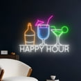 thumbnail image 2 of Handmadetneonsign Happy Hour Neon Sign, Cocktail Wine Bar Wall Art Decor, Bar Club Logo Wall Decor, 2 of 5