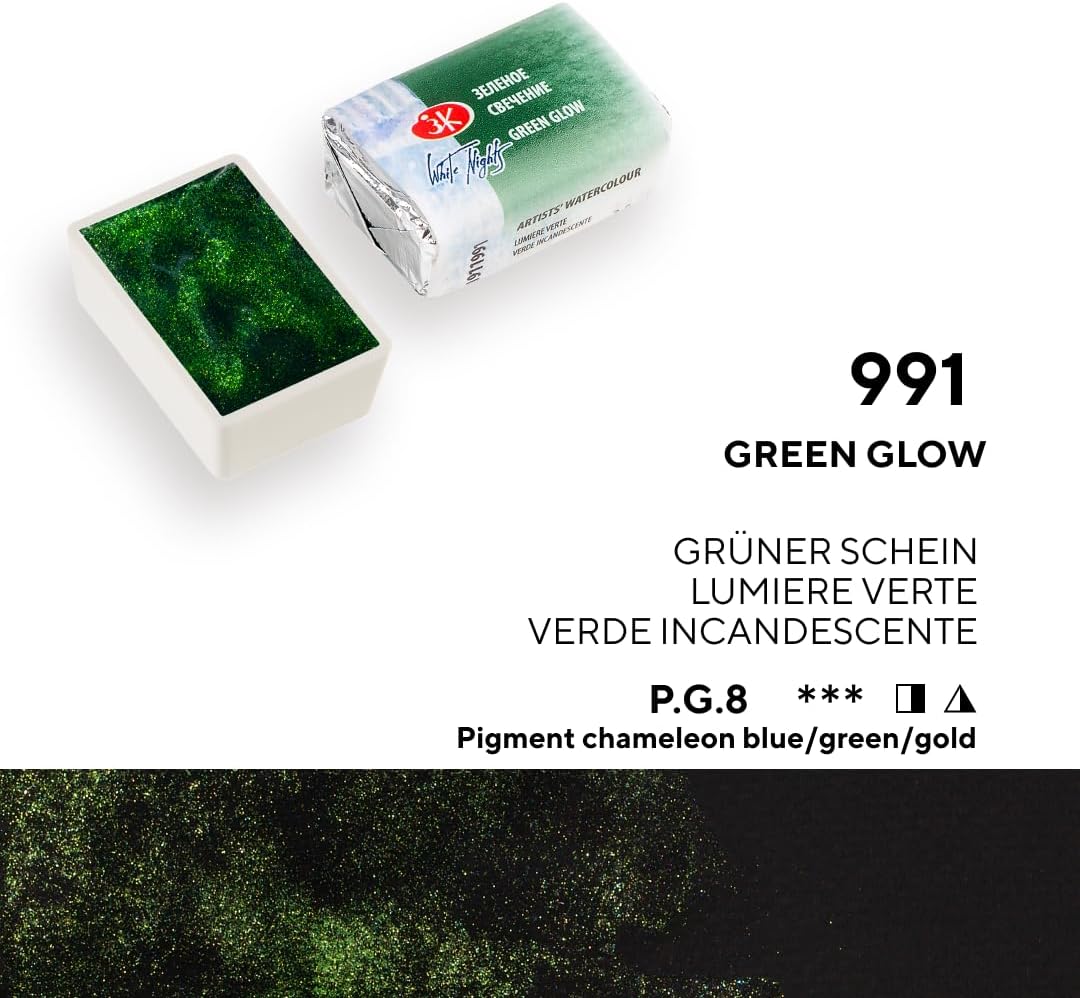 White Nights Extra Fine Artists Grade Professional Limited Edition Shimmering Watercolors 8 Full Pans 2.5 ml each by Nevskaya Palitra (Autumn)