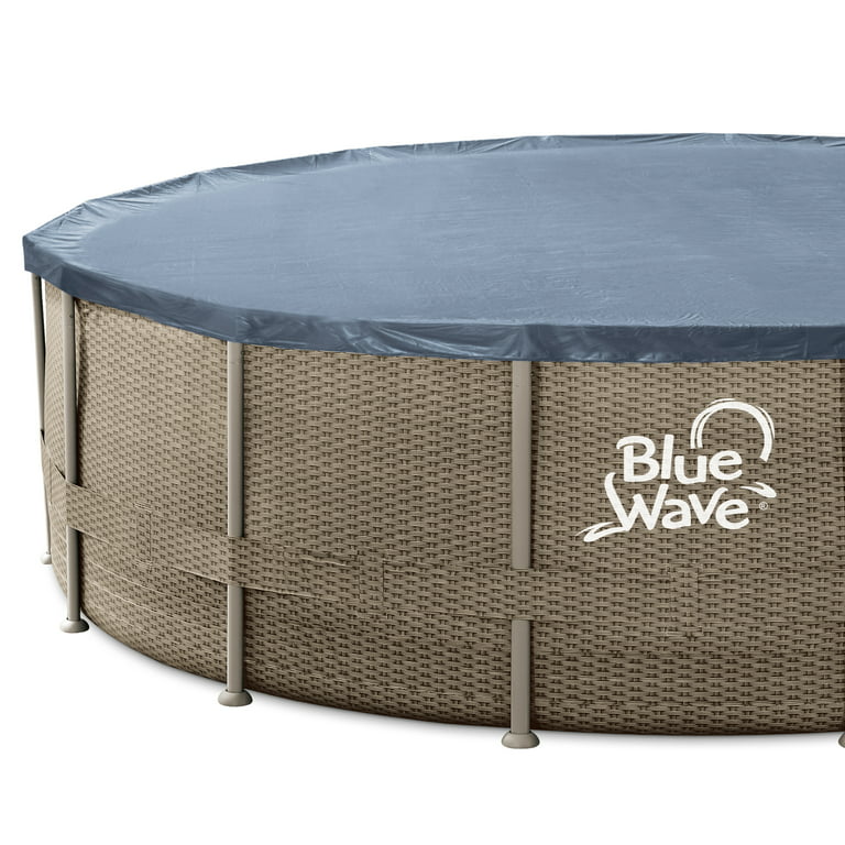 Blue Wave 24-ft Round 52-in Deep Dark Cocoa Wicker Frame Swimming Pool  Package w/Cover 