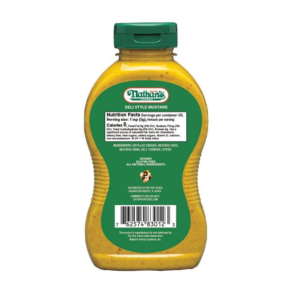 Nathan's Famous Original  Deli Style Mustard, 12 oz Squeeze Bottle, 6 Pack