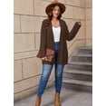 thumbnail image 4 of SHOWMALL Women's Plus Cardigans Lightweight Open Front Cardigans 3/4 Sleeve Coffee 2X Casual Soft Drape Fall Summer Cardigan, 4 of 7