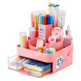 thumbnail image 1 of PortaláPices Giratorio, Organizador de Escritorio, PortaláPices, Portabrochas de Maquillaje con 11 Compartimentos para el Hogar, Rosa, 1 of 5