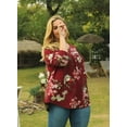 thumbnail image 6 of FOLUNSI Womens Plus Size Tunic Tops Long Sleeve Casual Floral Henley Shirts M-4XL, 6 of 8