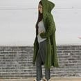 thumbnail image 2 of Women Hooded Open Front Cardigan Cable Knit Sweaters Solid Color Chunky Long Sweater Outerwear Coats with Pocket (4XL, Army Green), 2 of 6