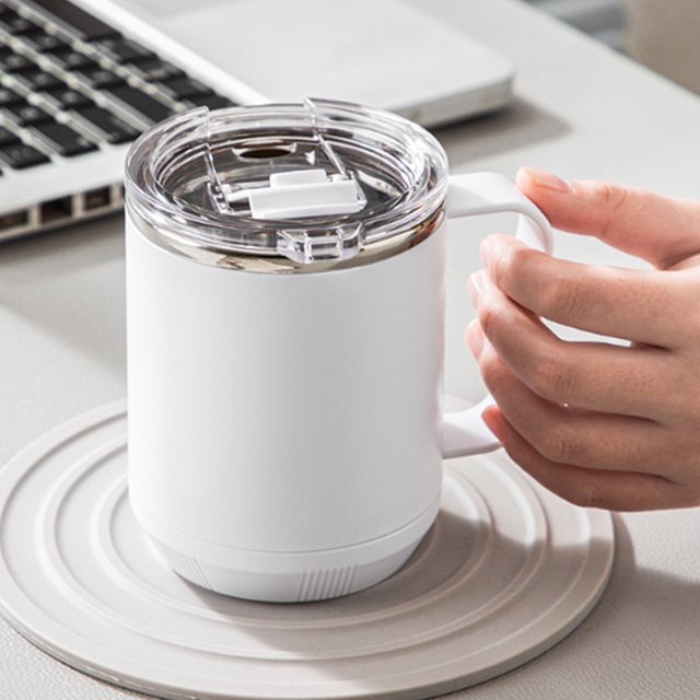 Vrorvz Portable Double Layer Stainless Steel Coffee Mug with Lid and Handle Insulated for Travel Camping and Office Induction Heatable Keeps Drinks Warm or Cold for Hours