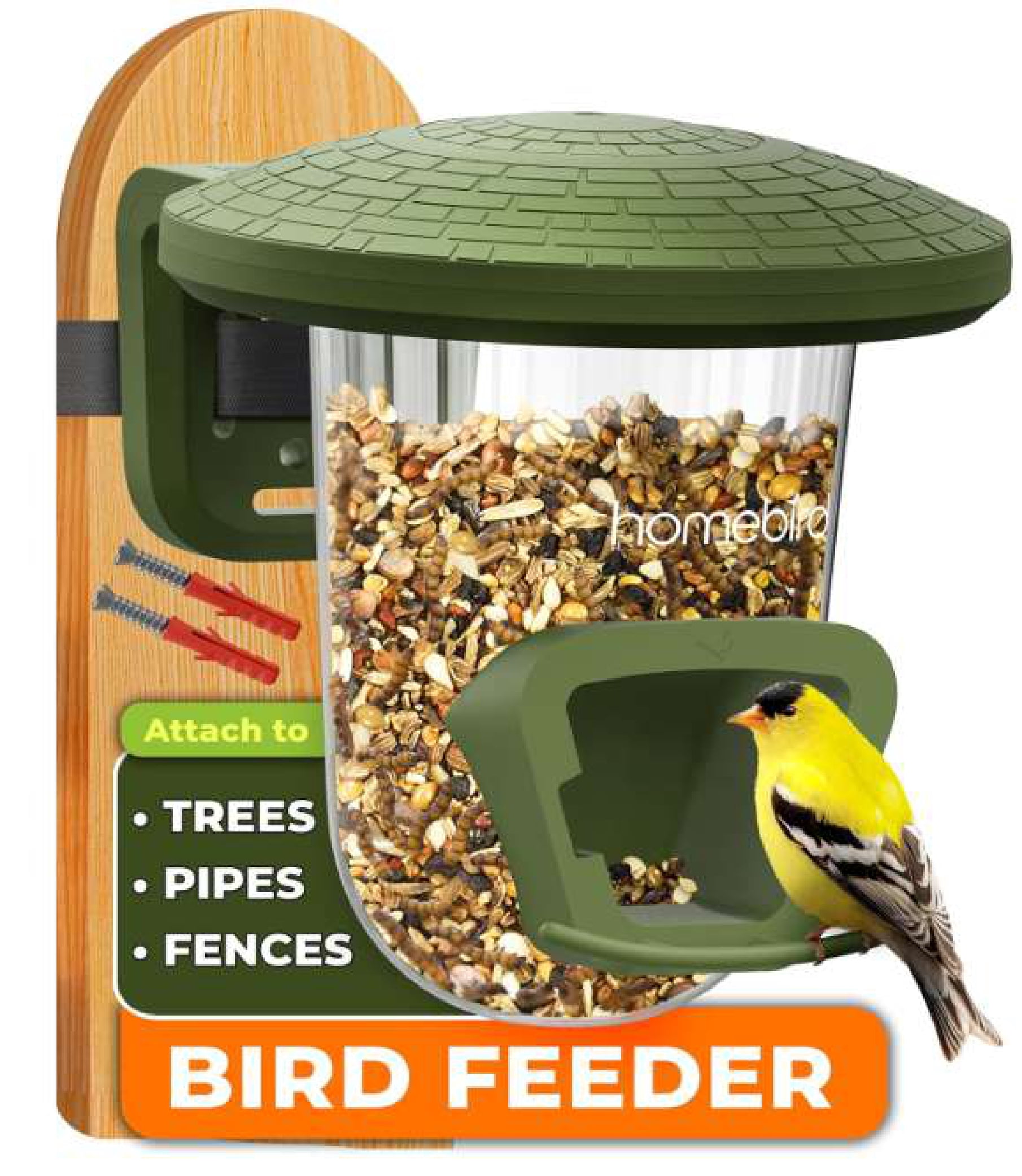 Outdoor Mountable Bird Feeder for Mounting Fences, Trees, Posts, Perches, Balcony, Walls, etc.