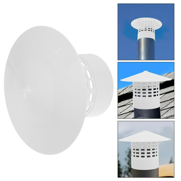 Soimiss PVC Vent Cap White Chimney Cover Outdoor Use Rainproof Chimney Flue Protector