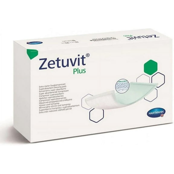 Zetuvit Plus Non-Bordered Superabsorbent Dressings, Without Border, Water Repellent Backing, 6 Inches x 8 Inches, Sterile, 10 Count