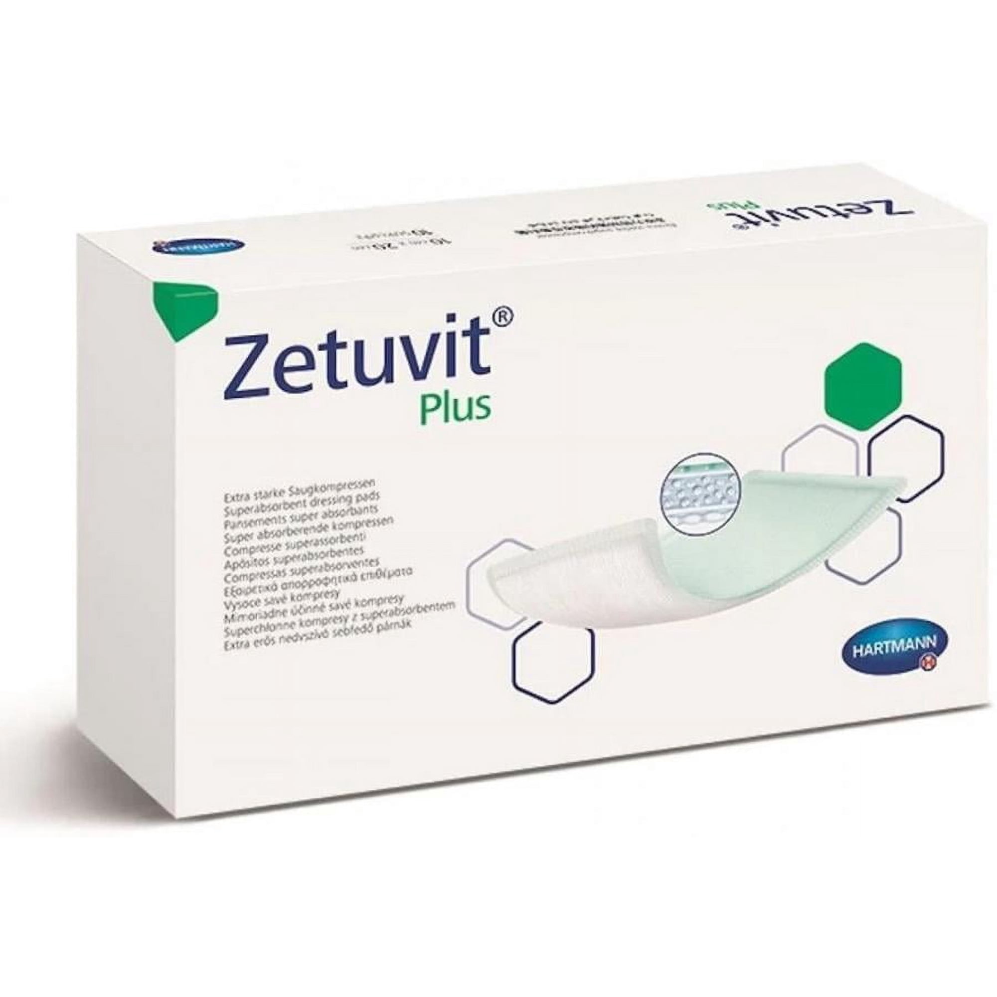Zetuvit Plus Non-Bordered Superabsorbent Dressings, Without Border, Water Repellent Backing, 6 Inches x 8 Inches, Sterile, 10 Count