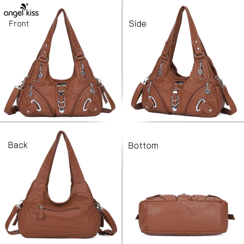 Angelkiss Hobo Shouder Purses for Women Crossbody Bag with Adjustable Long Straps Ultra Soft with Multiple Pockets