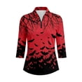 thumbnail image 4 of HCYSFG Womens Halloween Polo Shirt Bat Tree Print Collared 3/4 Sleeve Quarter Zip Golf Blouse Curved Hem Casual Sports Top, 4 of 6
