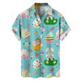 thumbnail image 3 of Camisas hawaianas con estampado 3D de conejos y huevos de Pascua para hombre, ropa de playa para mujer, camisetas kawaii para niños, blusas con botones, 3 of 5