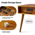 thumbnail image 3 of 23" Wooden End Table Set of 2 with Charging Station and Tray Modern End Table for Living Room Acorn, 3 of 8