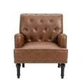 thumbnail image 3 of Mid-Century PU Leather Accent Chair, Living Room Lounge Sofa Chair with Black Painted Rubber Wood Feet, Single Club Armchair with Rivet Trim for Bedroom Home Reception, 3 of 8