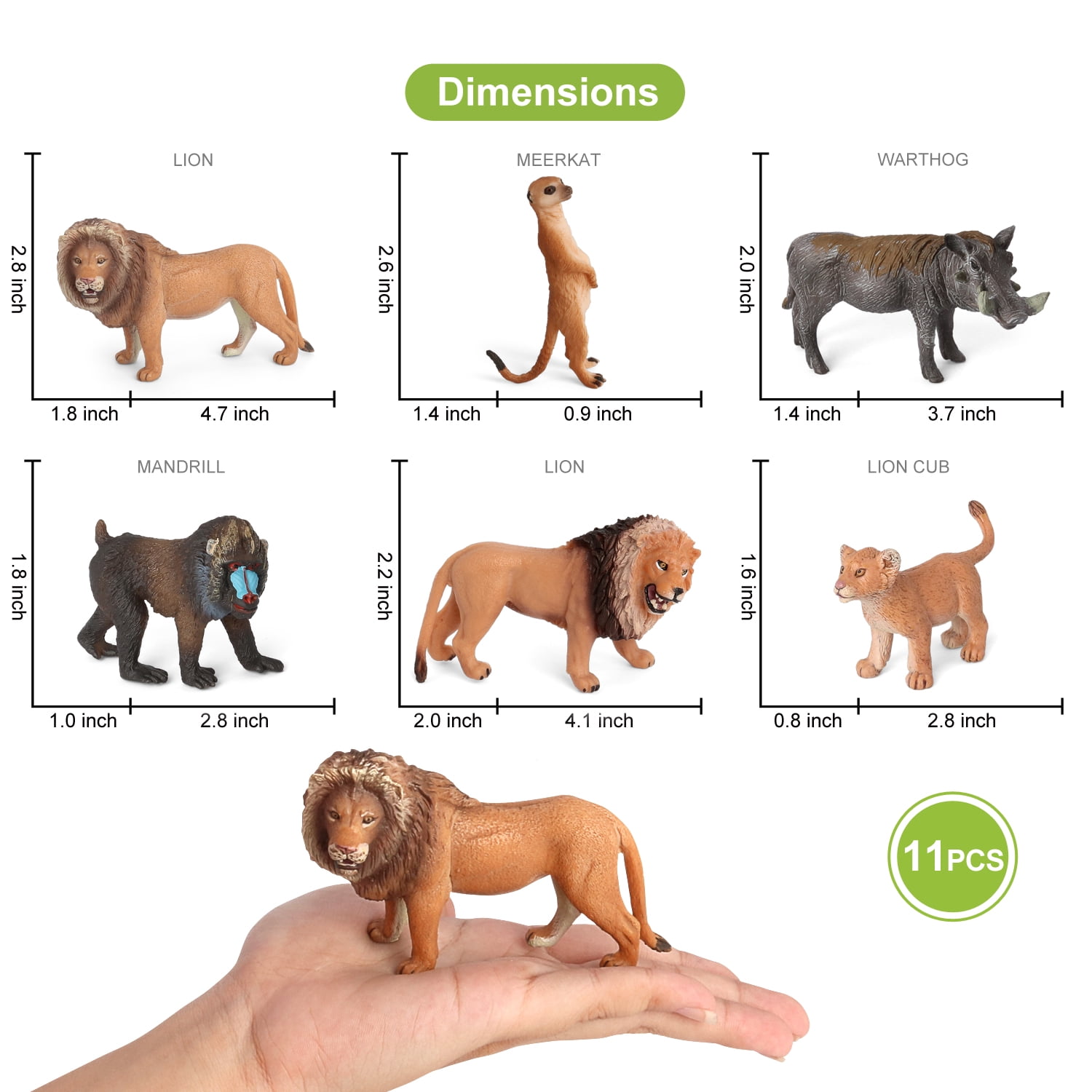 Volnau Animal Toys Figurines Africa Figures Zoo Pack Christmas Birthday Gift Lion Jungle Forest King