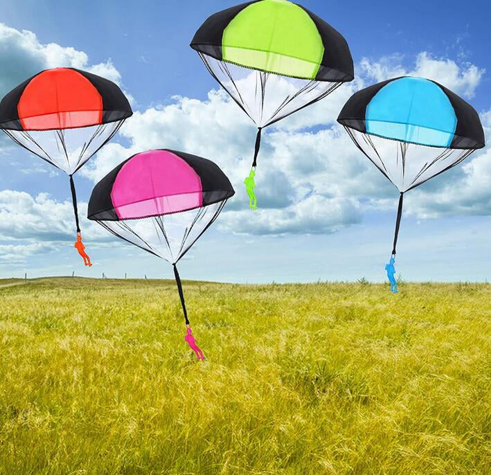 Hand Throw Parachute Army Man Outdoor Children's Paratrooper Toy 6 Pcs Parachute Toy No Tangle Throw Throwing Parachute Men Colorful-White 