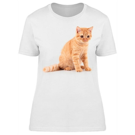 Red Shorthair Cat Looks Down T-Shirt Women -Image by Shutterstock, Female x-Large