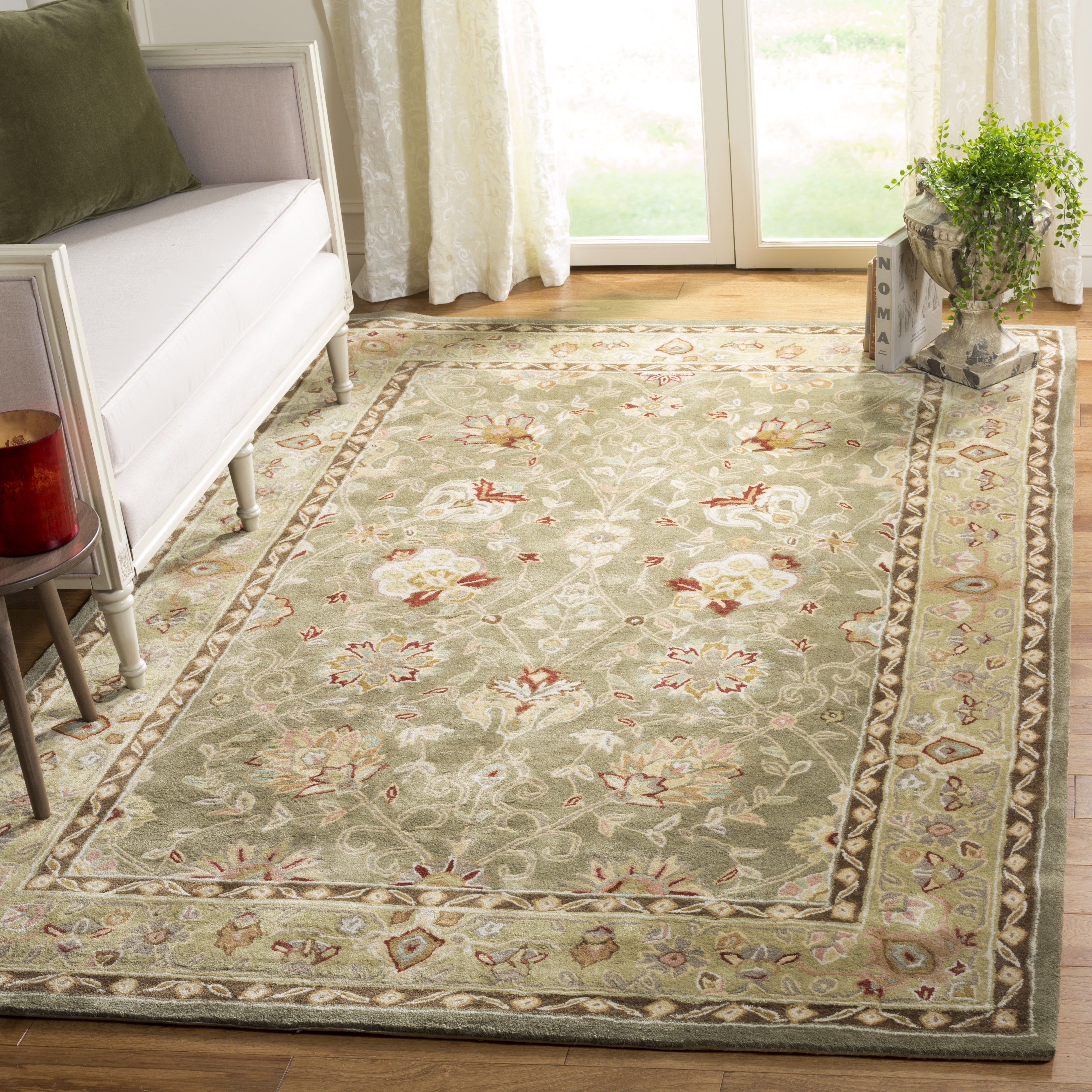 Cfm Rugs SAFAVIEH Total Performance Francesca Floral Area Rug, Sage/Beige, 6' x ...