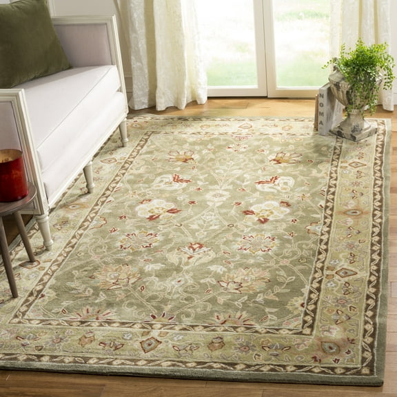 SAFAVIEH Total Performance Francesca Floral Area Rug, Sage/Beige, 4' x 6'