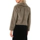 thumbnail image 3 of Abrigo de piel de mujer INSPIRE CHIC, moda de invierno, chaqueta corta de frente abierto, solapa, manga larga, abrigo de piel sintética esponjosa en gris y café, 3 of 6