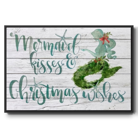 Tis the Seasun Collection A - Framed Gallery Wrapped Holiday Canvas - 17 x 25 - Black Frame