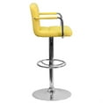 thumbnail image 3 of Flash Furniture Contemporary Yellow Quilted Vinyl Adjustable Height Barstool with Arms and Chrome Base, 3 of 3