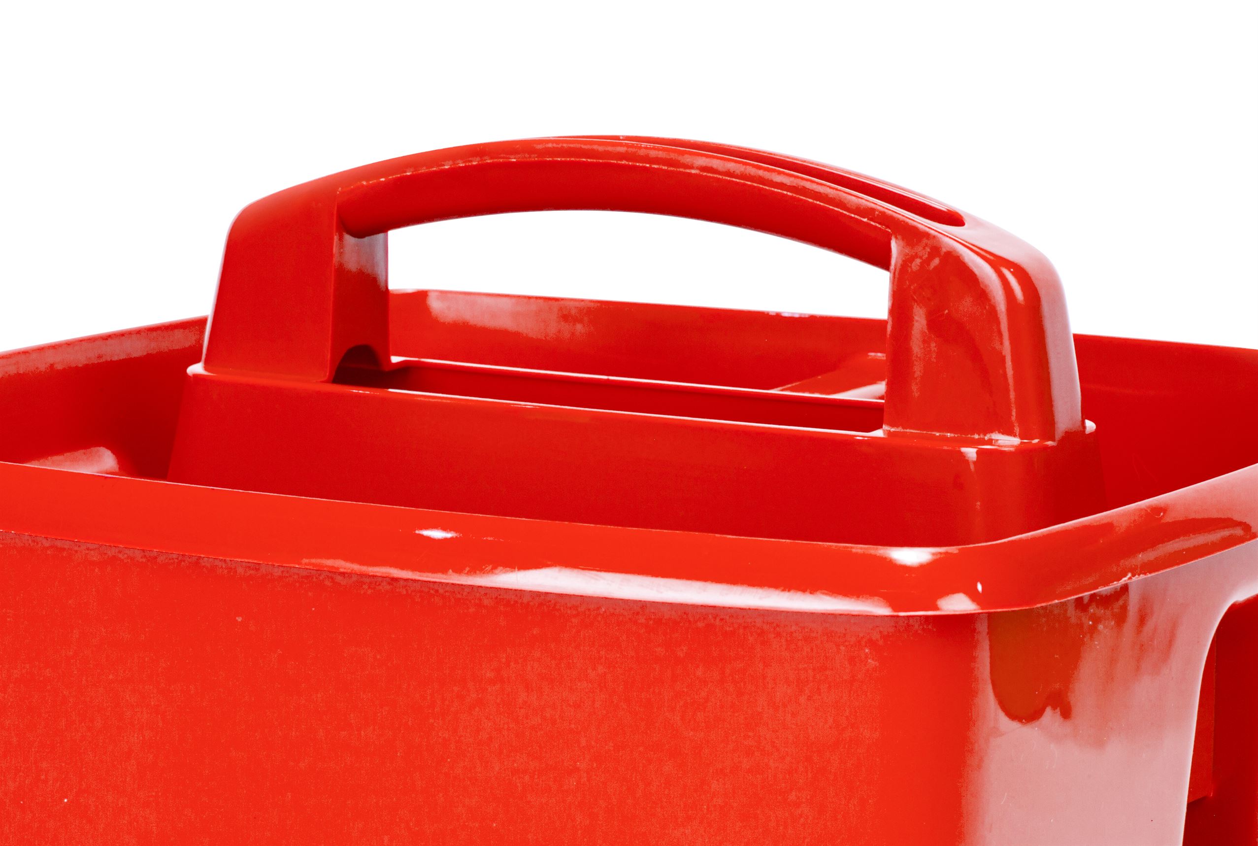 Storex Plastic Desktop Organizer Caddy with Handle, Craft and Hobby Storage Caddies, Red, 6-Pack